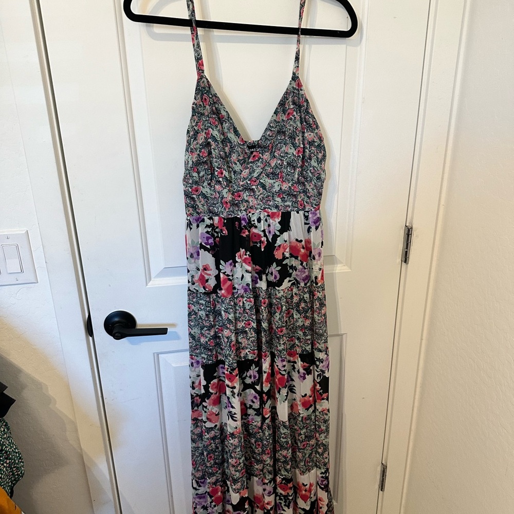 Torrid Pink and Black Maxi Sundress Sleeveless
